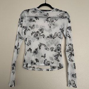 Mesh Butterfly/Floral Long Sleeve